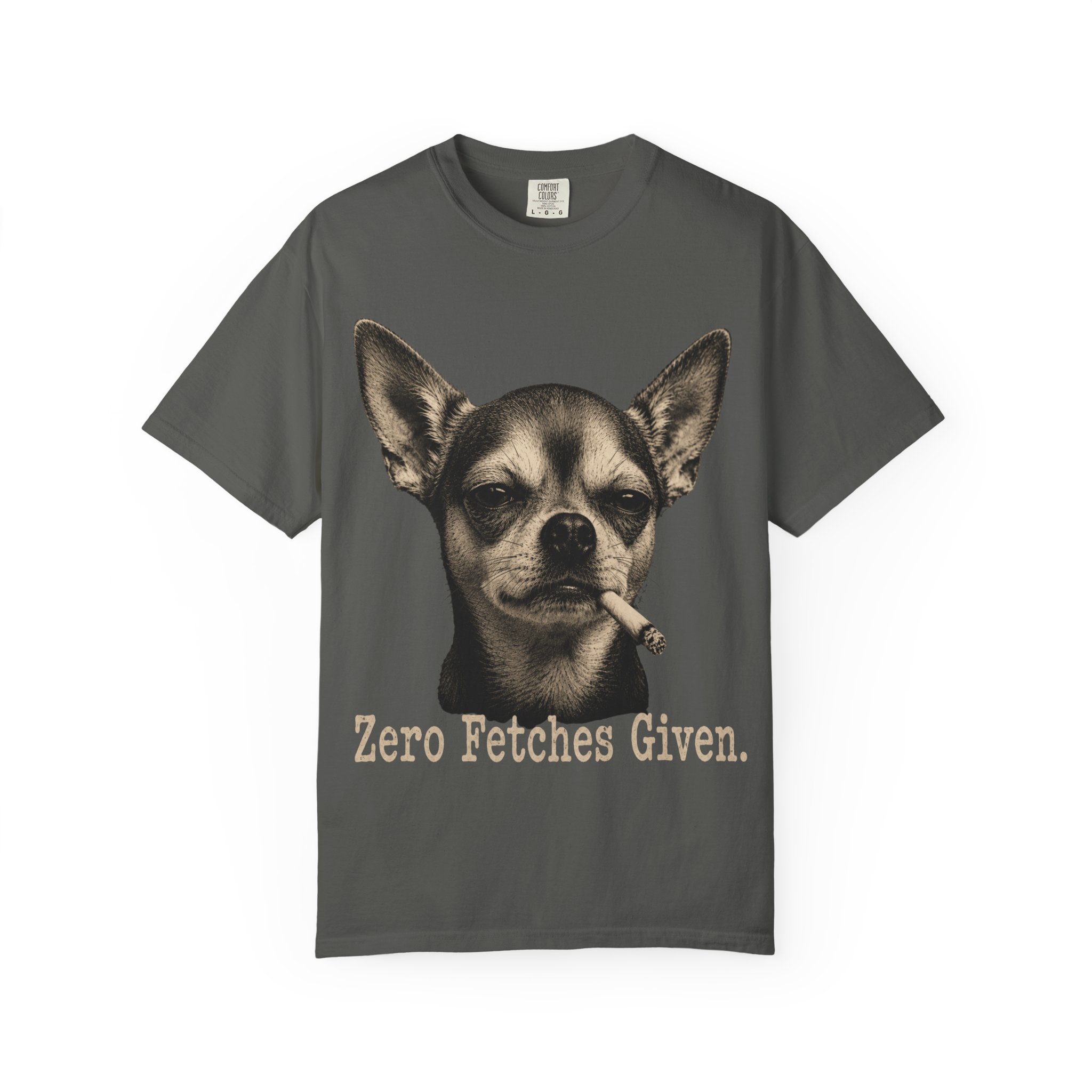 Zero Fetches Given Chihuahua T-Shirt | Frost-Covered Dog Portrait - Image 9
