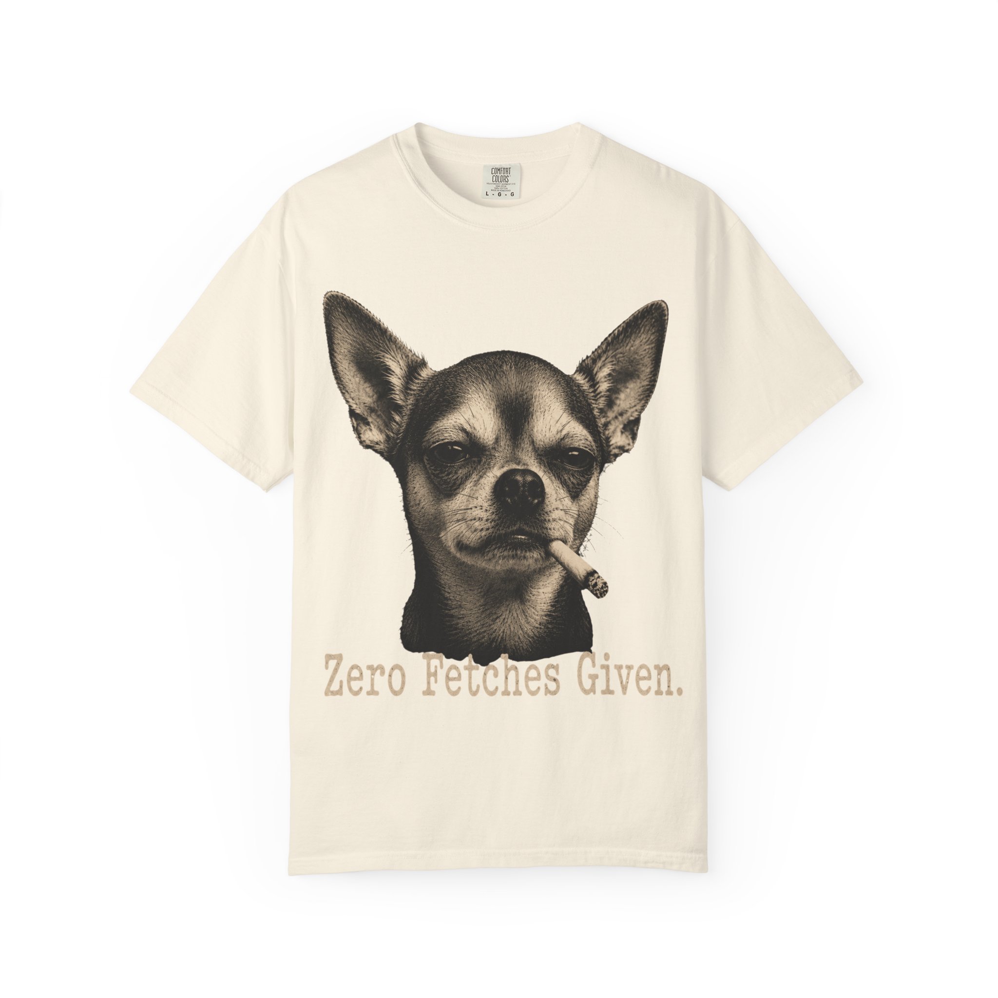 Zero Fetches Given Chihuahua T-Shirt | Frost-Covered Dog Portrait - Image 5