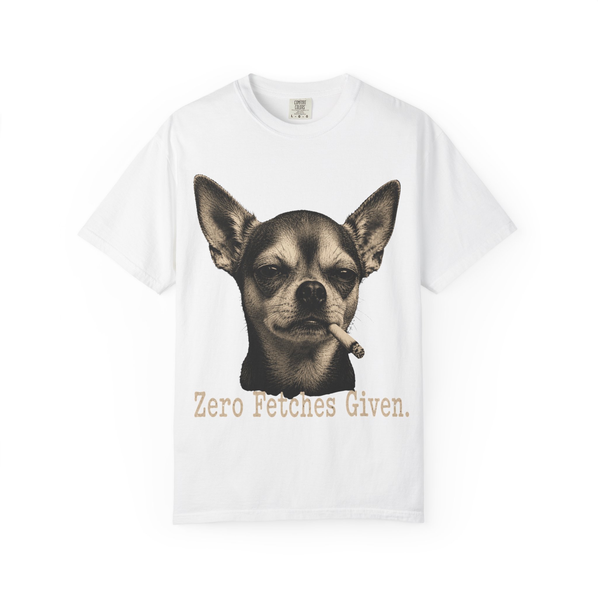 Zero Fetches Given Chihuahua T-Shirt | Frost-Covered Dog Portrait - Image 2