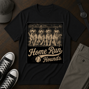 Home Run Hounds Golden Retriever Baseball T-Shirt – Vintage Dog Lover Sports Graphic Tee