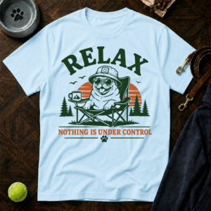 Relax Nothing Is Under Control Pug Camping T-Shirt – Funny Dog Lover Vintage Outdoor Graphic Tee