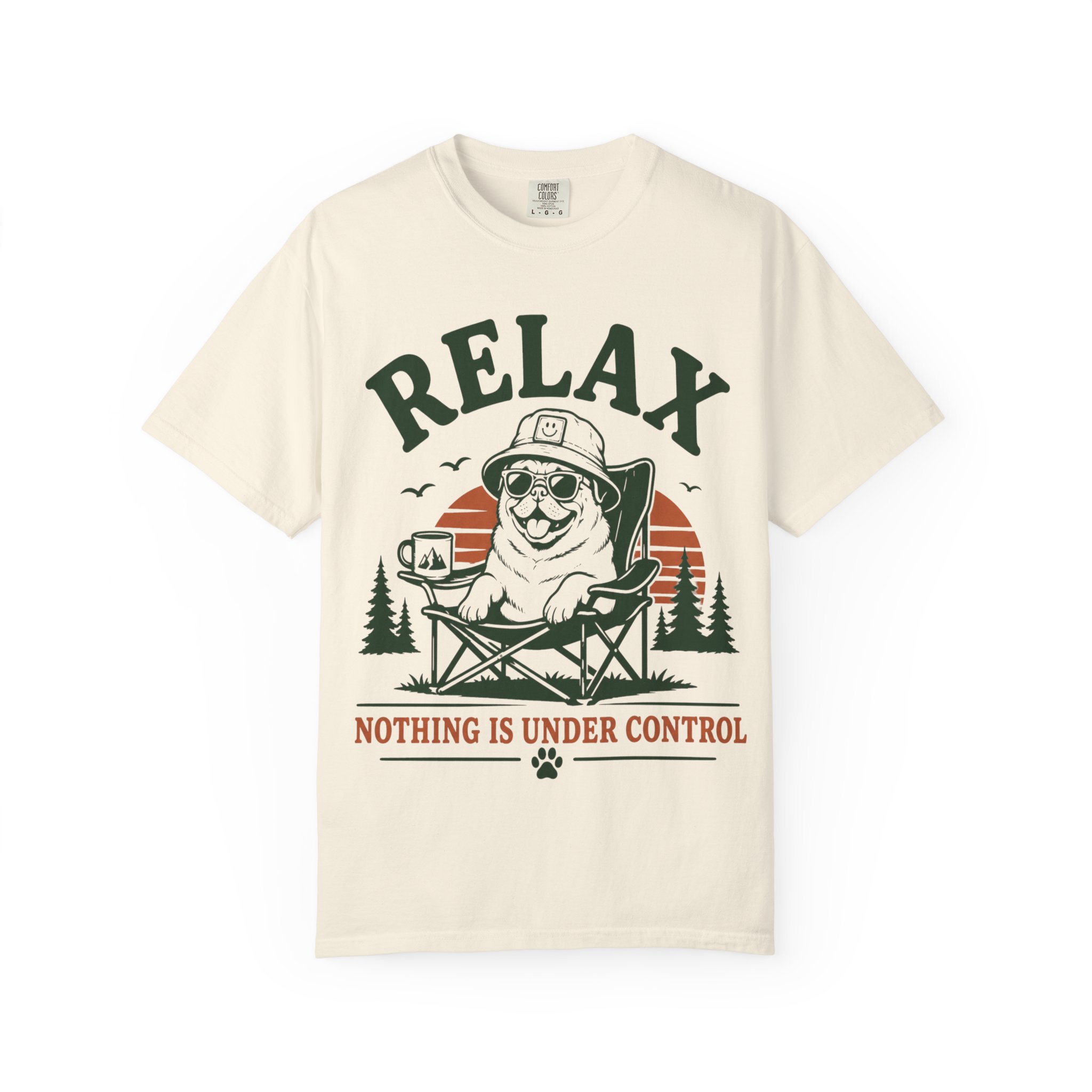 Relax Nothing Is Under Control Pug Camping T-Shirt – Funny Dog Lover Vintage Outdoor Graphic Tee - Image 14