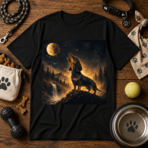 Dachshund Howling at the Moon T-Shirt | Vintage Wiener Dog Graphic Tee