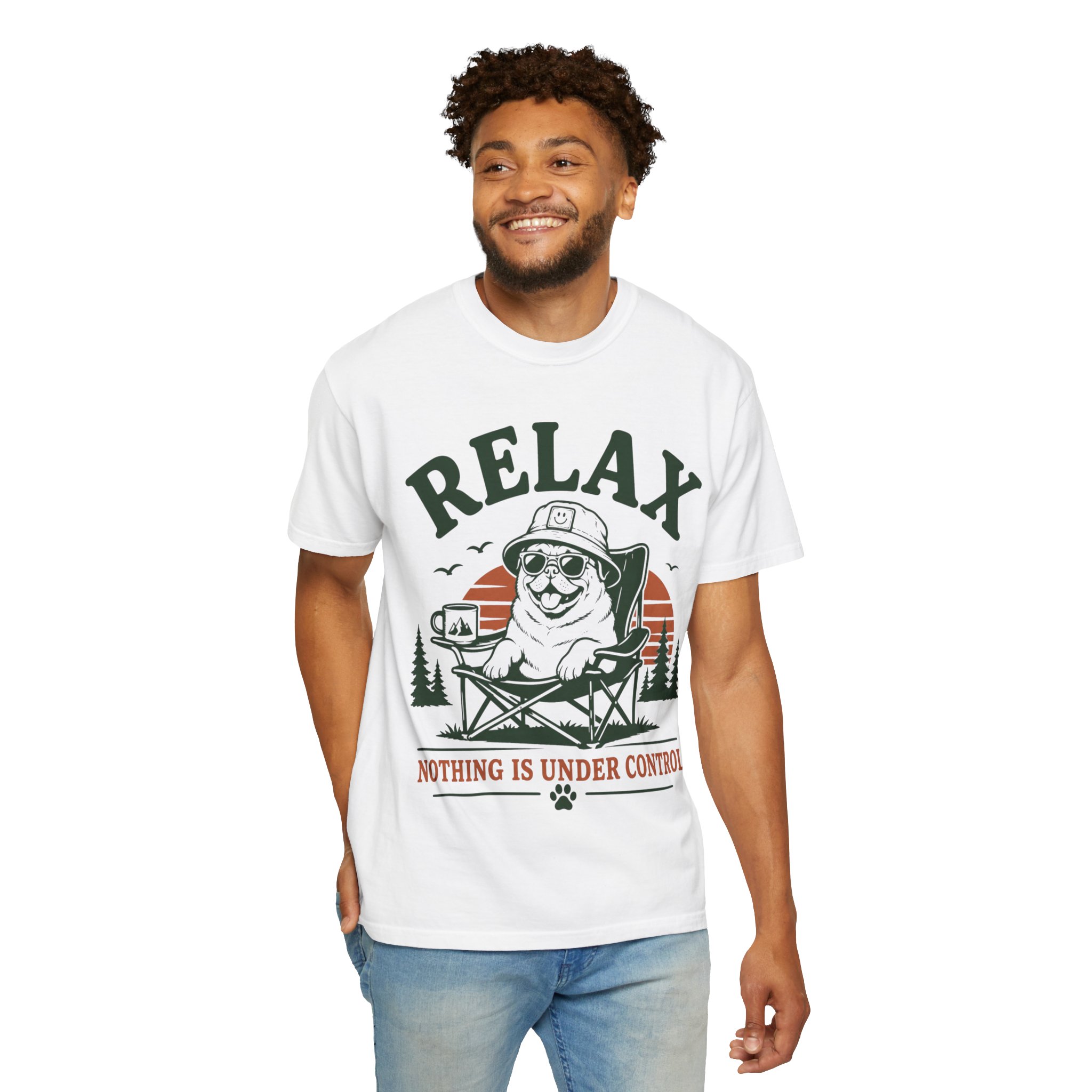 Relax Nothing Is Under Control Pug Camping T-Shirt – Funny Dog Lover Vintage Outdoor Graphic Tee - Image 11